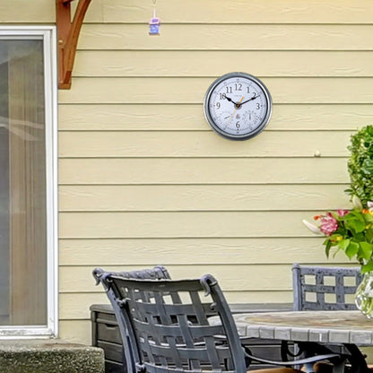 Wetterstation - Wanduhr - Wetterfest - 40,5 cm - Metall - Verzinktes Tulpenmuster
