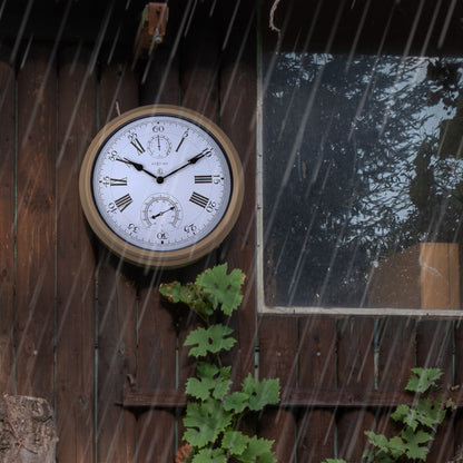 NeXtime Clocks weatherproof garden wall clock with metal frame, 40.5 cm diameter, Hyacinth color, suitable for outdoor use