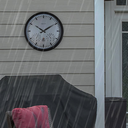 NeXtime Garden Clock with sunflower design, weatherproof wall clock, 50.5 cm diameter, suitable for outdoor use.