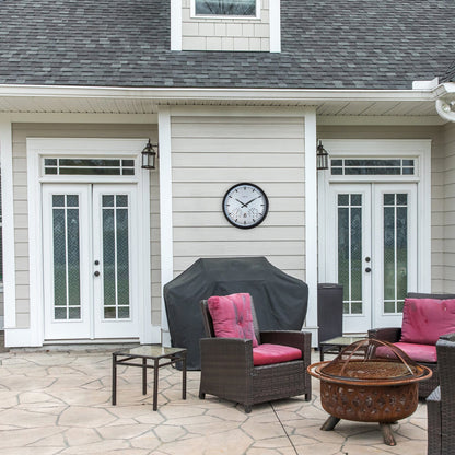 NeXtime Garden Clock with sunflower design, weatherproof wall clock, 50.5 cm diameter, ideal for outdoor use.