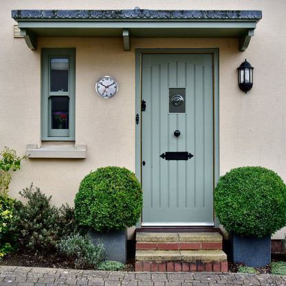 Wetterstation - Wanduhr - Wetterfest - 35 cm - Geräuschlos - Aluminium - Clematis