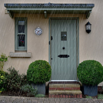 Wetterstation - Wanduhr - Wetterfest - 35 cm - Geräuschlos - Aluminium - Clematis