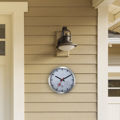 Wetterstation - Wanduhr - Wetterfest - 35 cm - Geräuschlos - Aluminium - Clematis