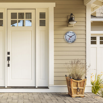 Wetterstation - Wanduhr - Wetterfest - 35 cm - Geräuschlos - Aluminium - Clematis