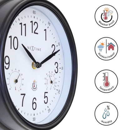NeXtime Clocks garden weatherproof wall clock, 23.5 cm Jasmine garden clock with weather-resistant design, detailed view.