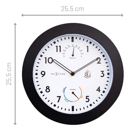 NeXtime Clocks garden weatherproof wall clock with Daisy design, 25.5 cm diameter, ideal for outdoor weather monitoring.
