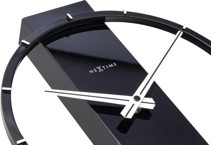 NeXtime Carl Small wooden and steel table or wall clock, 34x27cm, featuring a modern minimalist design.