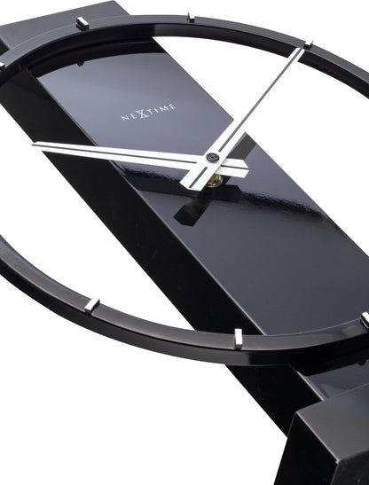 NeXtime Clocks Carl Small wooden and steel table or wall clock, 34x27 cm, with modern design and minimalist style.