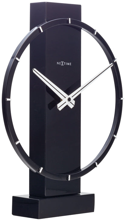 Wood and steel Carl Small table or wall clock, 34x27 cm, by NeXtime Clocks, showing a side view of the clock's design.