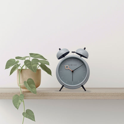 NeXtime Clocks golden hour metal alarm clock with light function, silent operation, 15x18x7cm tabletop design