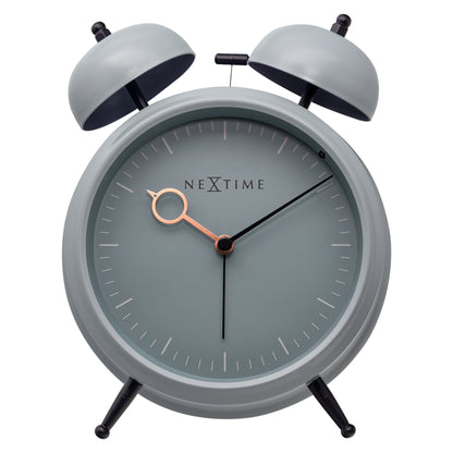 NeXtime Clocks golden metal alarm clock with light function, silent operation, 15x18x7cm, modern design.