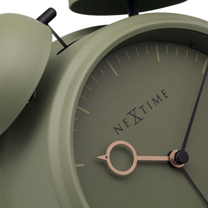 NeXtime Clocks Table Alarm Clock with light function, silent operation, gold metal finish, 15x18x7cm decorative alarm clock