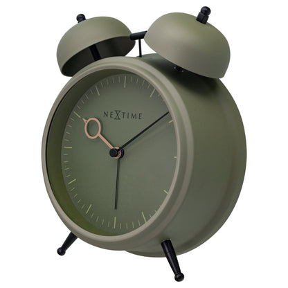 NeXtime Clocks golden hour metal table alarm clock with light function, silent operation, 15x18x7cm, right side view