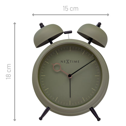 NeXtime Clocks golden hour metal alarm clock with light function, silent operation, 15x18x7cm, decorative and functional.
