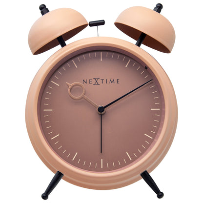 NeXtime Clocks golden hour metal alarm clock with light function, silent operation, 15x18x7cm tabletop timepiece