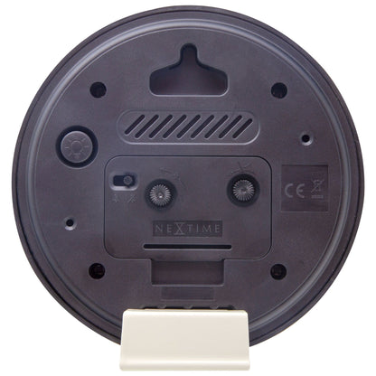 NeXtime Clocks Reflect table alarm clock with light function, silent operation, plastic body, 12.5x13x5.5cm, back view image