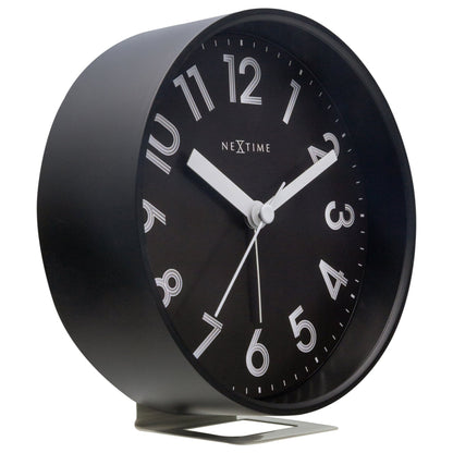 NeXtime Clocks Table Alarm Clock with light function, silent operation, plastic Reflect design, 12.5x13x5.5cm, left side view