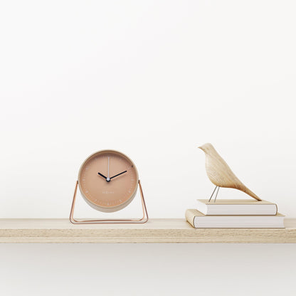 NeXtime Clocks Berlin table alarm clock with silent operation, metal construction, measuring 14x13x7cm, on a surface.