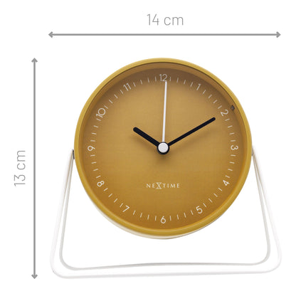 NeXtime Clocks Berlin table alarm clock with metal case, silent movement, measuring 14x13x7cm, stylish and functional.
