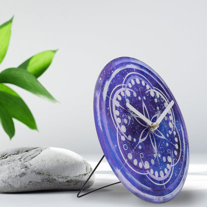 NeXtime Clocks Cosmo Indigo tafelklok van 20cm, stil, temperglas, geschikt voor muur of tafel, modern design
