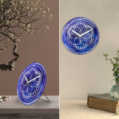 NeXtime Clocks Cosmo Indigo tafel- of wandklok, 20cm, stil, van getint glas, geschikt voor tafel of muur, modern design.