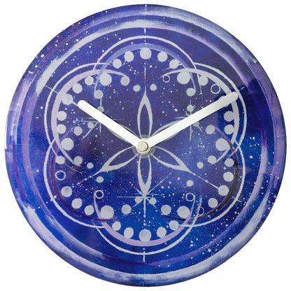 NeXtime Wand- of tafelklok 20cm, Indigo, met stil, glazen behuizing, voor aan muur of op tafel, model Cosmo.