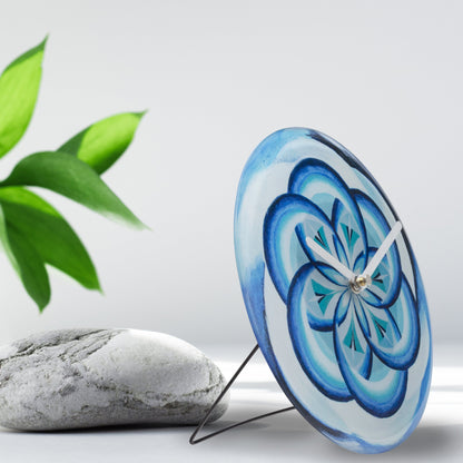 Blue NeXtime Cosmo Table clock, 20cm silent wall or table clock with tempered glass in a modern design.