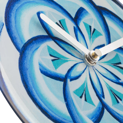 NeXtime Clocks blue 20cm silent table clock with tempered glass, designed for wall or table display.