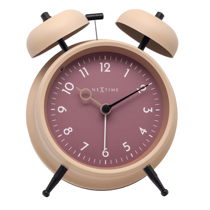 NeXtime Golden Hour alarm clock with metal frame, 12x14x6cm, featuring a stylish gold finish and modern design.