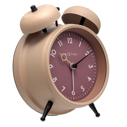 NeXtime Golden Hour alarm clock with a metal frame, showing the left side view, measuring 12x14x6cm.