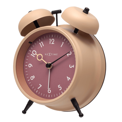 NeXtime Golden Hour alarm clock with metal frame, 12x14x6cm, displayed from the right side.