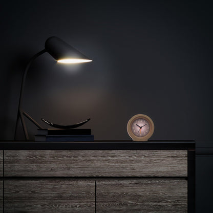 NeXtime Circle alarm clock with silent light dial, 10.5cm x 3.6cm, tabletop design, modern style.
