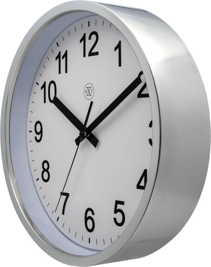 NeXtime Clocks wall clock, 25.5 cm diameter, plastic construction, robust design, shown from the right side.