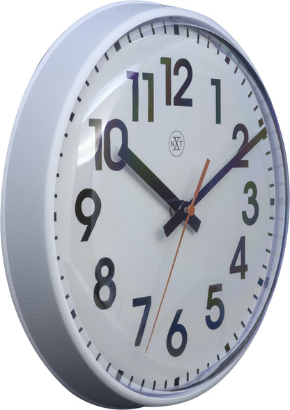 NeXtime Clocks wall clock, 26cm plastic design with 'Peter' label, shown from the left side.
