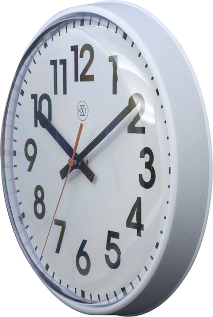 NeXtime Clocks wall clock, 26cm plastic clock with a modern design, showing the right side of the 'Peter' model.