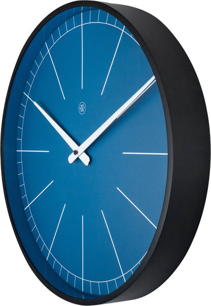 Gray plastic wall clock by NeXtime Clocks, 40 cm diameter, showing the right side with clock face and modern design.