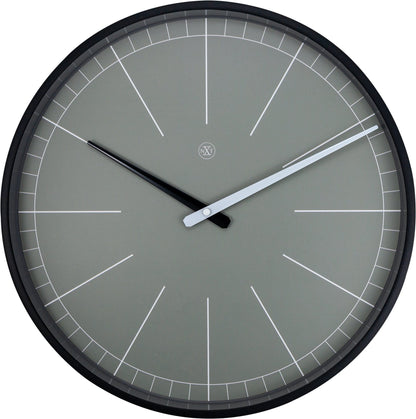 NeXtime Clocks gray plastic wall clock, 40 cm diameter with clear black hands and minimalist design.