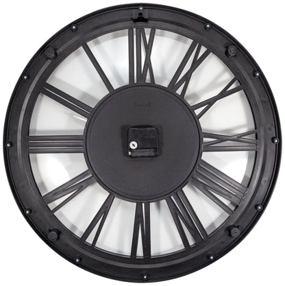 NeXtime Clocks Quebec wall clock with a 51 cm plastic face, featuring a modern design and black clock hands.