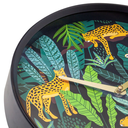 NeXtime Clocks wall clock with a 30cm plastic Urban Jungle design, featuring a vibrant green and botanical pattern.