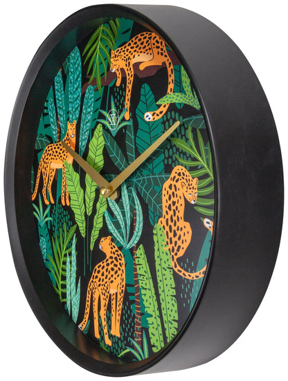 NeXtime Clocks urban jungle wall clock, 30 cm plastic with jungle-themed design, right side view.
