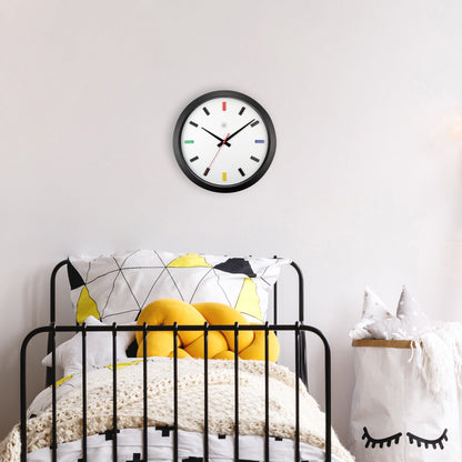 NeXtime wandklok van 36cm met stille werking en plastic behuizing, model "Mix" met kleurrijke wijzers.
