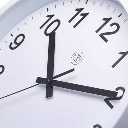 NeXtime Clocks wall clock, 25.5cm, silent mechanism, plastic case, labeled "Robust," showing close-up detail.