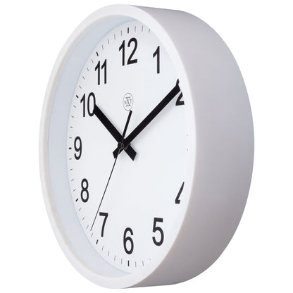 NeXtime Clocks silent wall clock with 25.5cm plastic case, showing the right side of the Robust model.