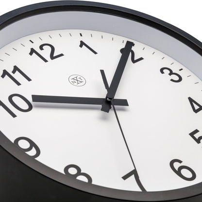 NeXtime Clocks wall clock, 25.5cm silent plastic design with "Robust" branding, detailed view of clock face and sleek finish.
