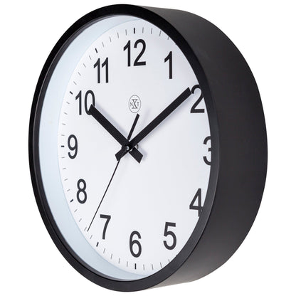 NeXtime Clocks 25.5cm silent plastic wall clock with a robust design, showing the right side of the clock face.