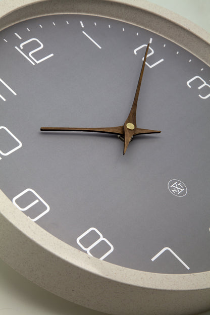 NeXtime Clocks Eco wall clock, 30cm silent paper and bioplastic design, detailed view of eco-friendly clock face.