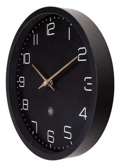 NeXtime Clocks wall clock, 30cm silent design with eco-friendly paper and bioplastic, showing the right side of the clock.