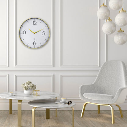 NeXtime wandklok 51cm in goud, chroom en grijs, stille werking, grote Finesse Large design, plastic frame zichtbaar