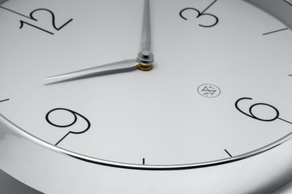 NeXtime Finesse wall clock, 30.5cm, gold, chrome, and grey plastic, with a sleek, modern design and silent movement.