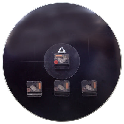 NeXtime Clocks 43cm silent glass wall clock with "Big City" design, showing a sleek, modern timepiece on a wall.